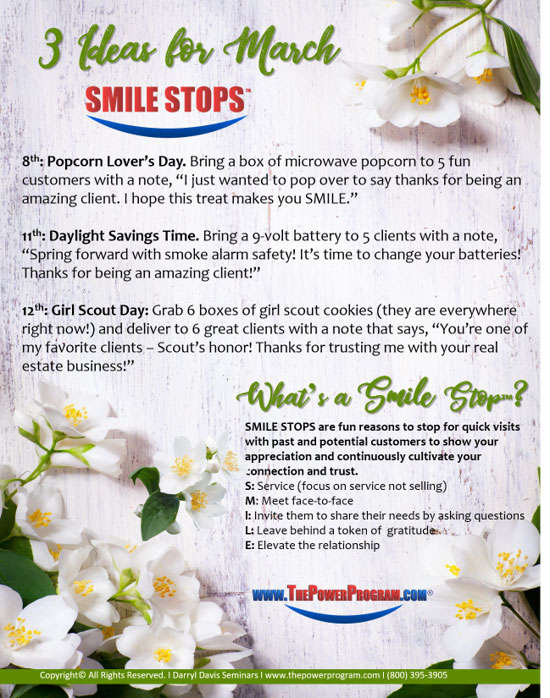 3 SMILE Stop Ideas for March