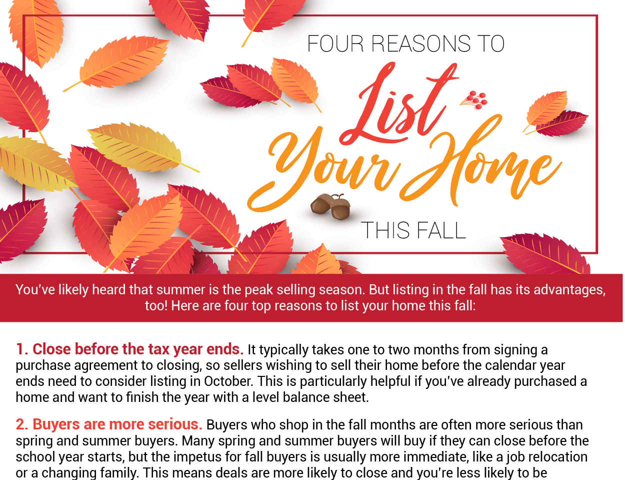 Flyer – 4 Reasons to List Your Home this Fall