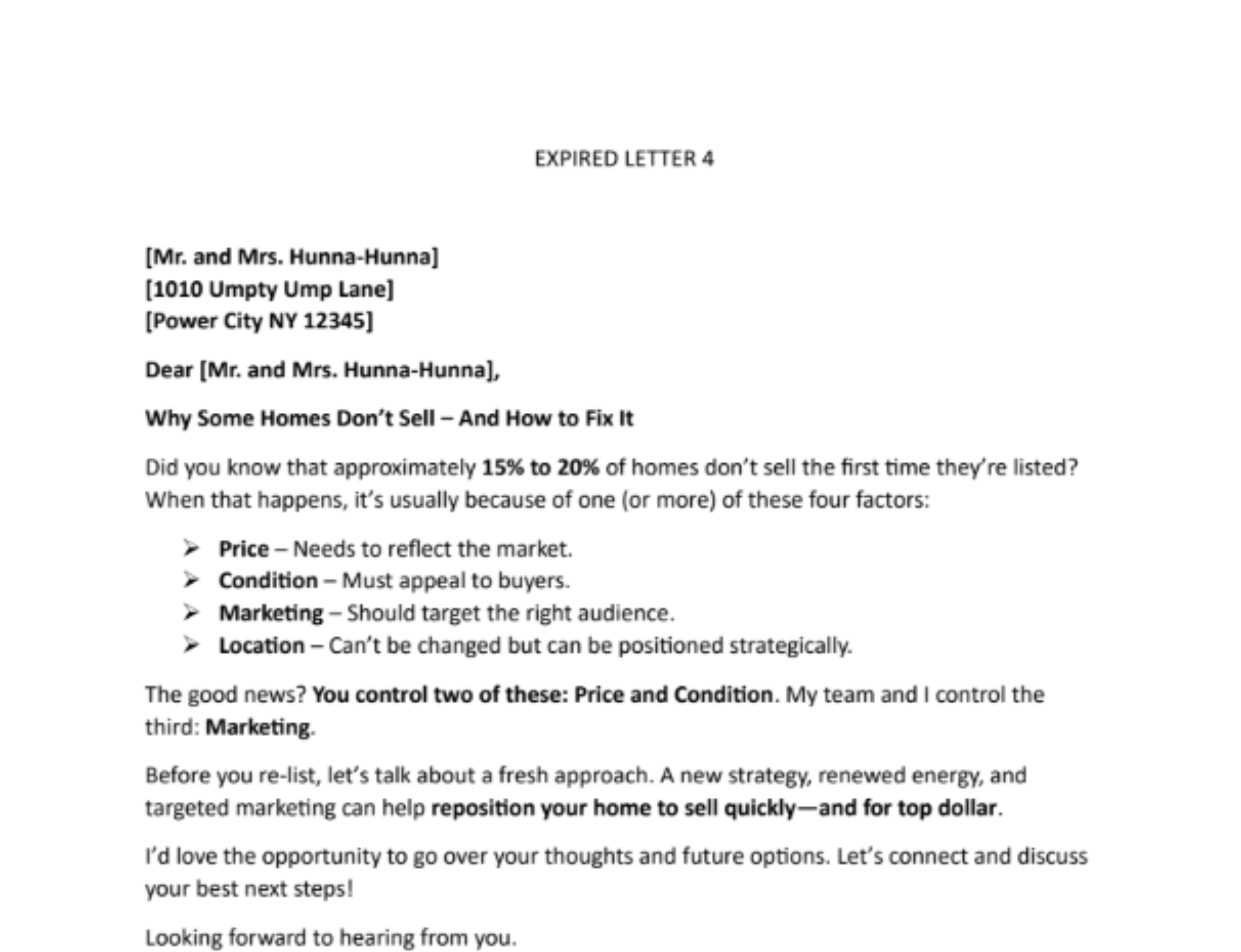 Letter – Expired Listing 4