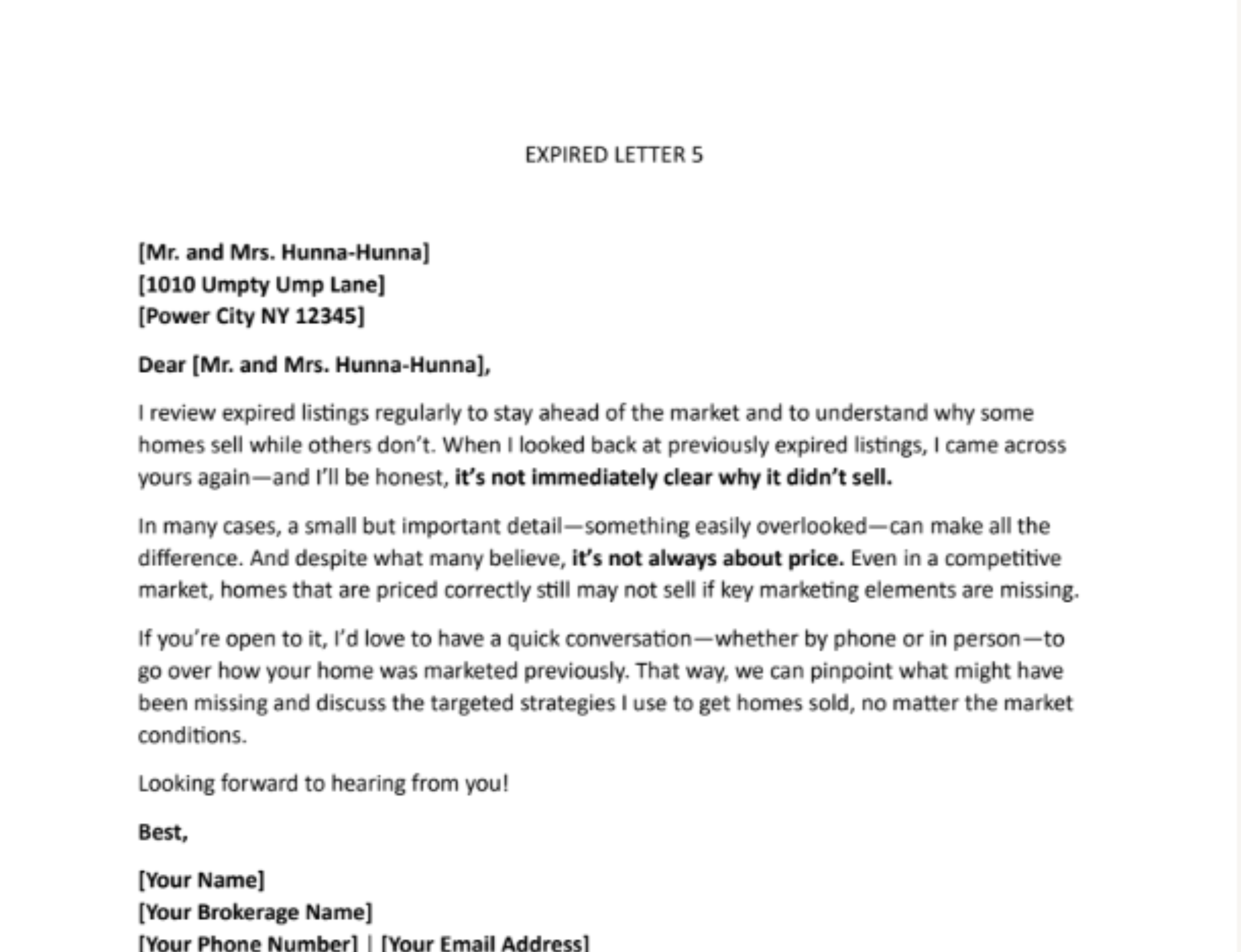 Letter – Expired Listing 5