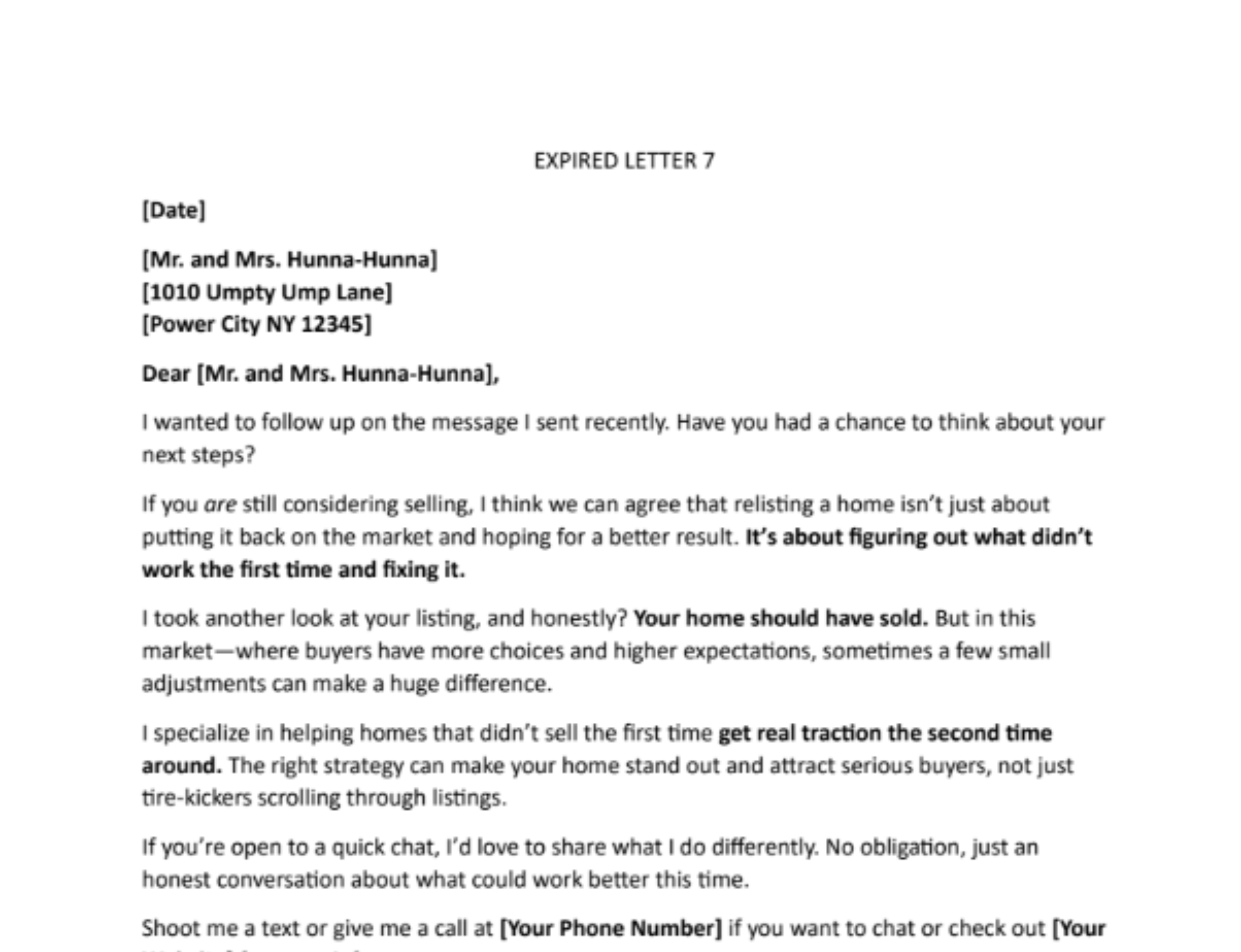 Letter – Expired Listing 7