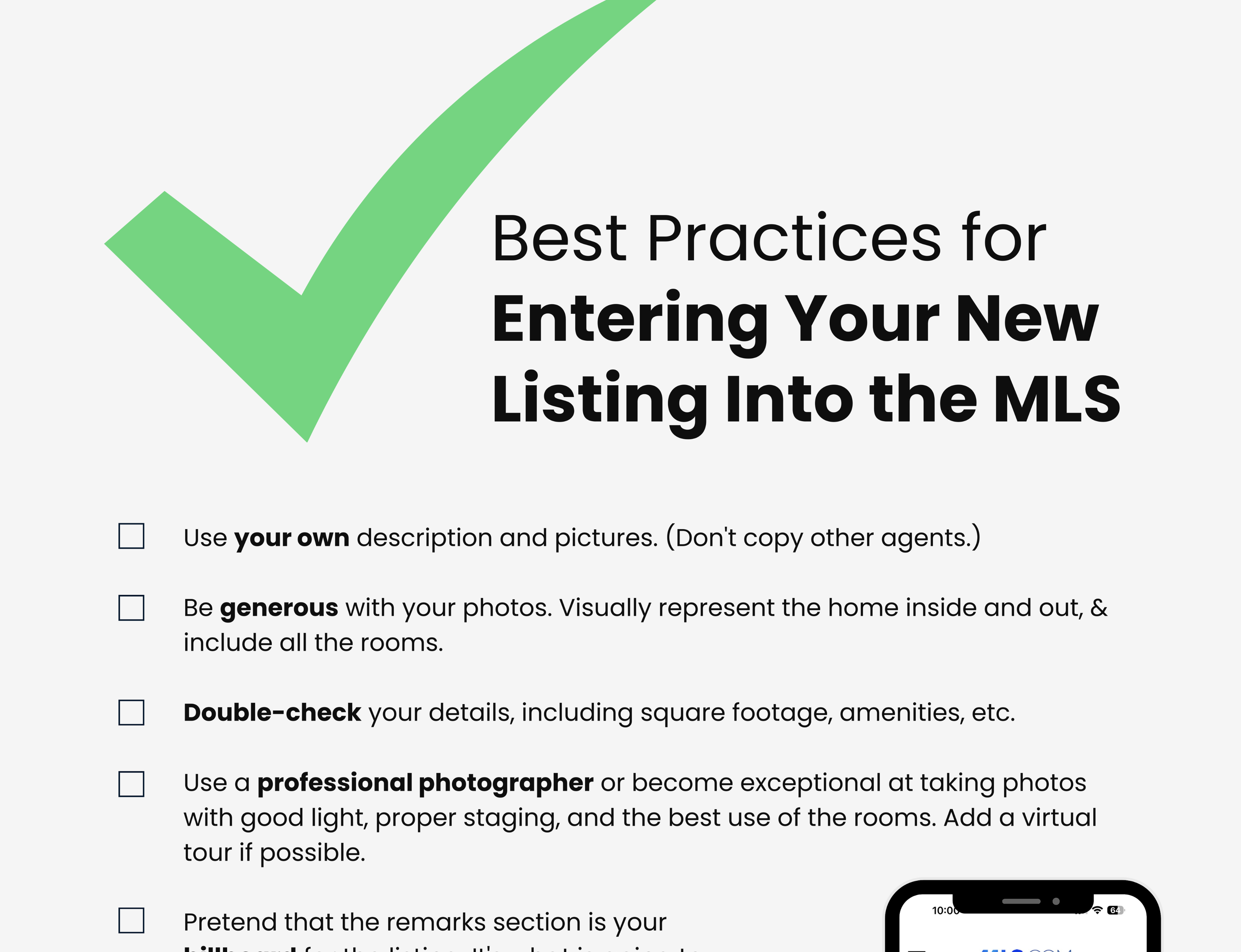 Checklist – Best Practices for Entering Your New Listing Into the MLS