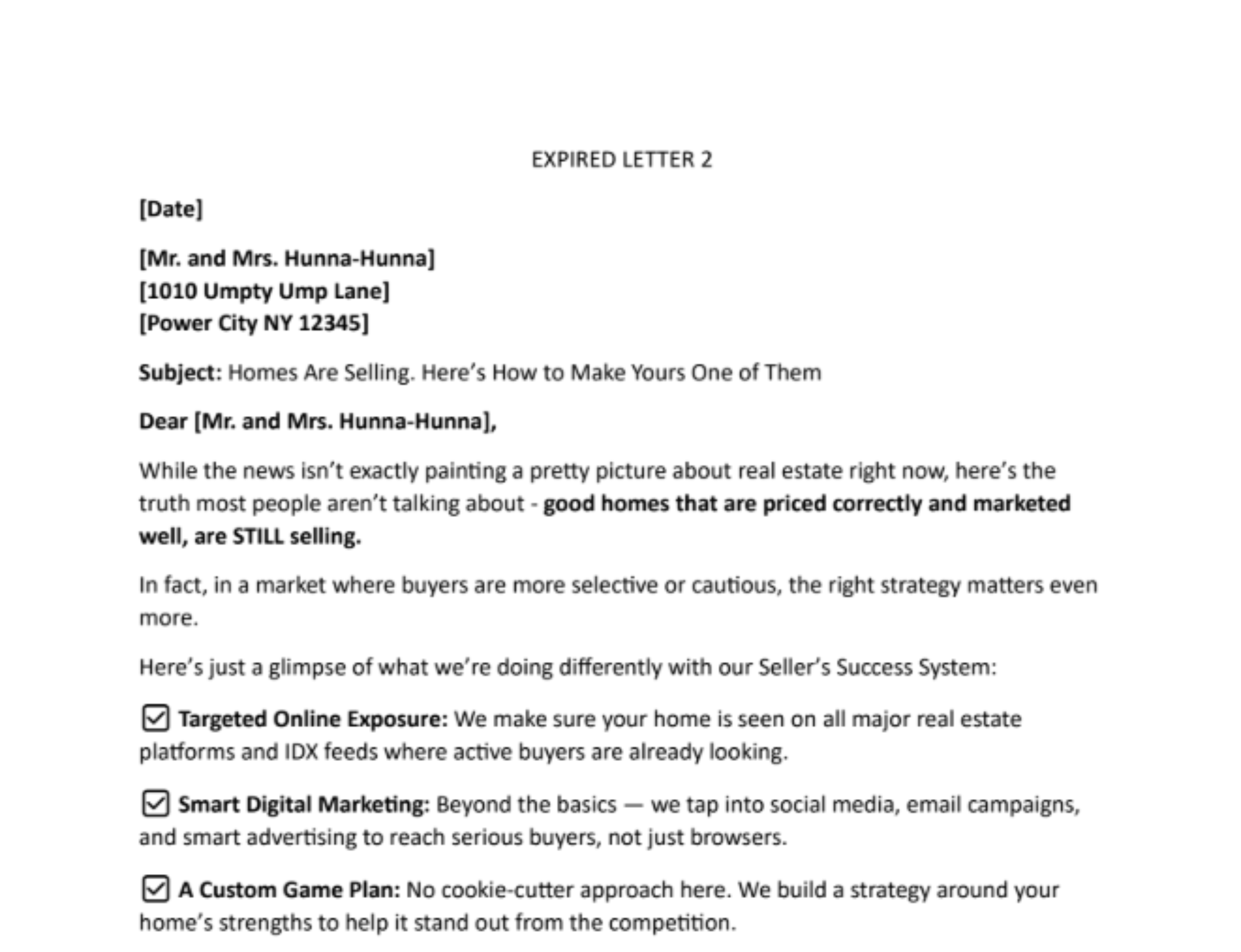 Letter – Expired Listing 2
