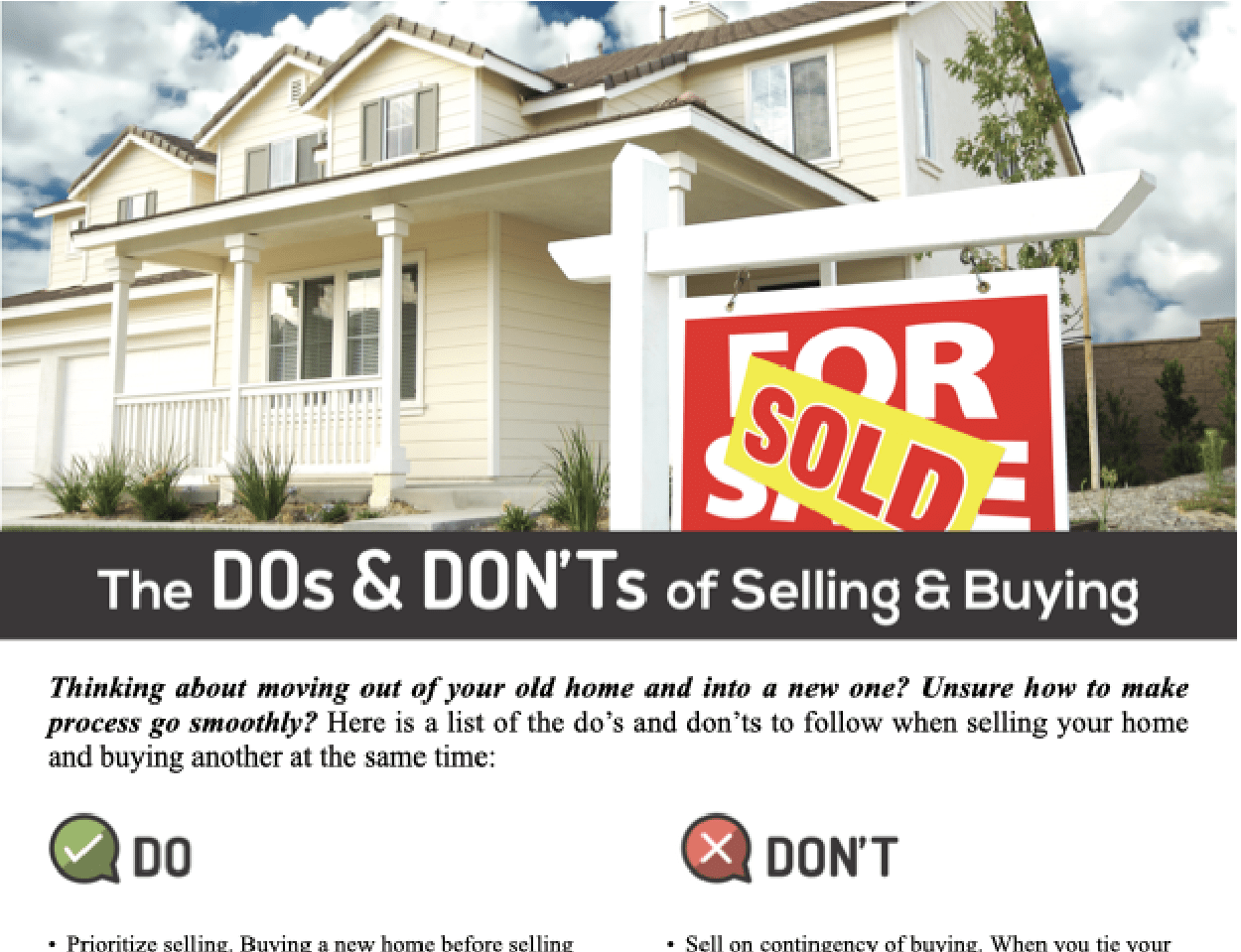 Flyer – Do’s and Dont’s of Selling then Buying