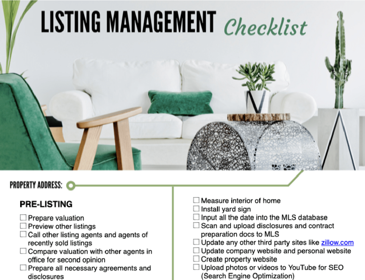 Checklist – Listing Management