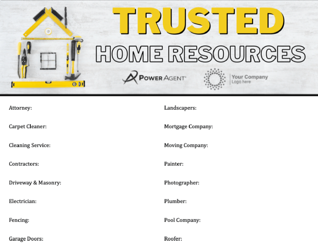 Flyer – Trusted Home Resource List