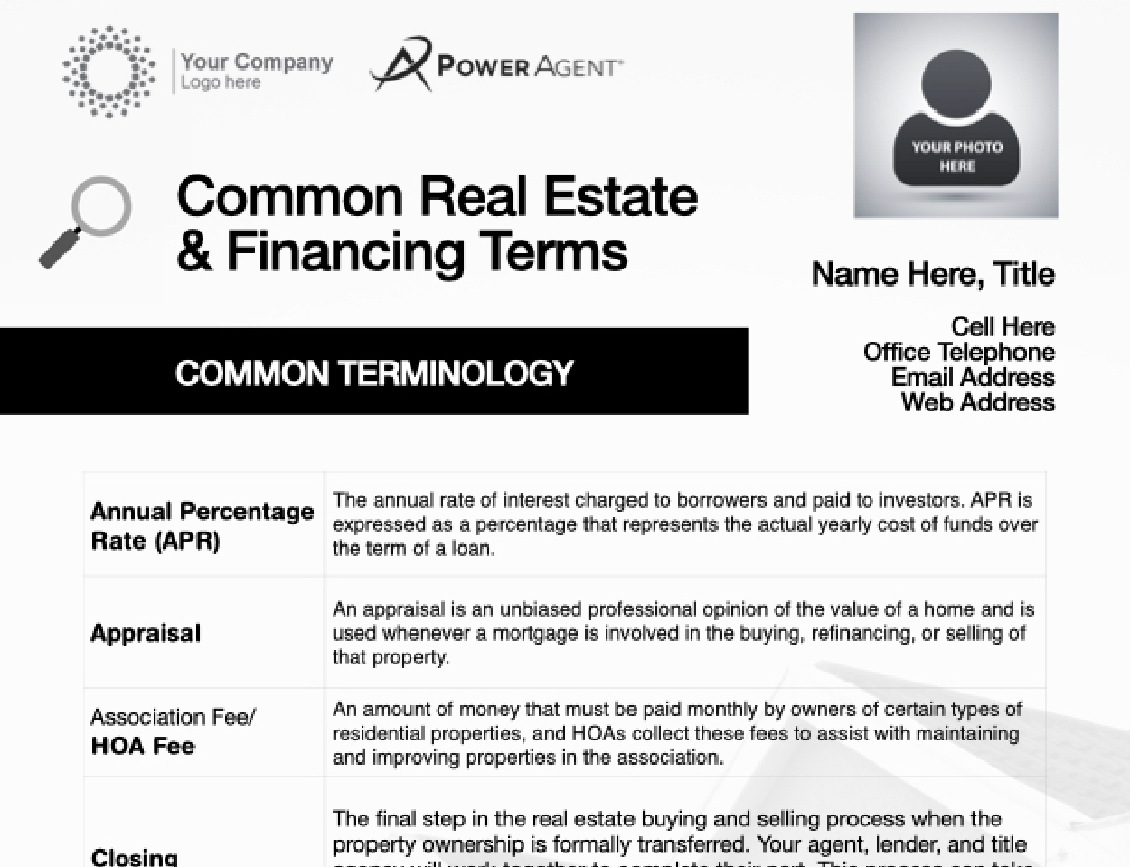 Glossary of Real Estate & Finance Terms