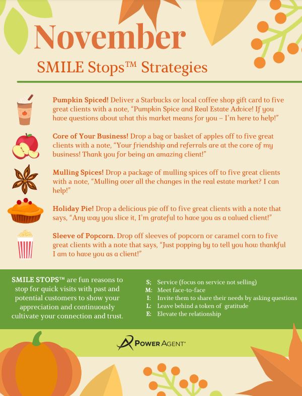 november smile stop pop by idea for real estate agents
