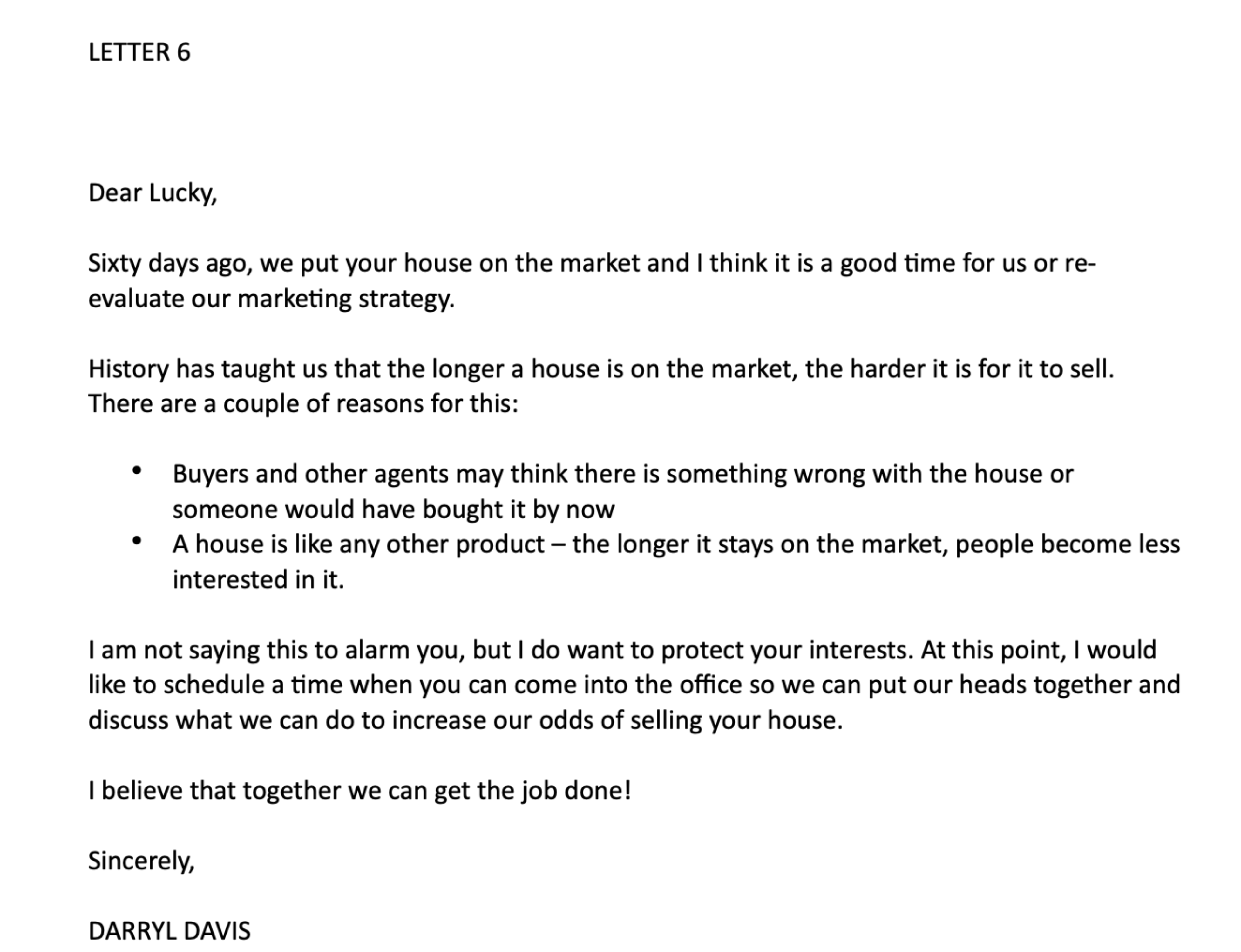 Servicing Sellers Letter – 06