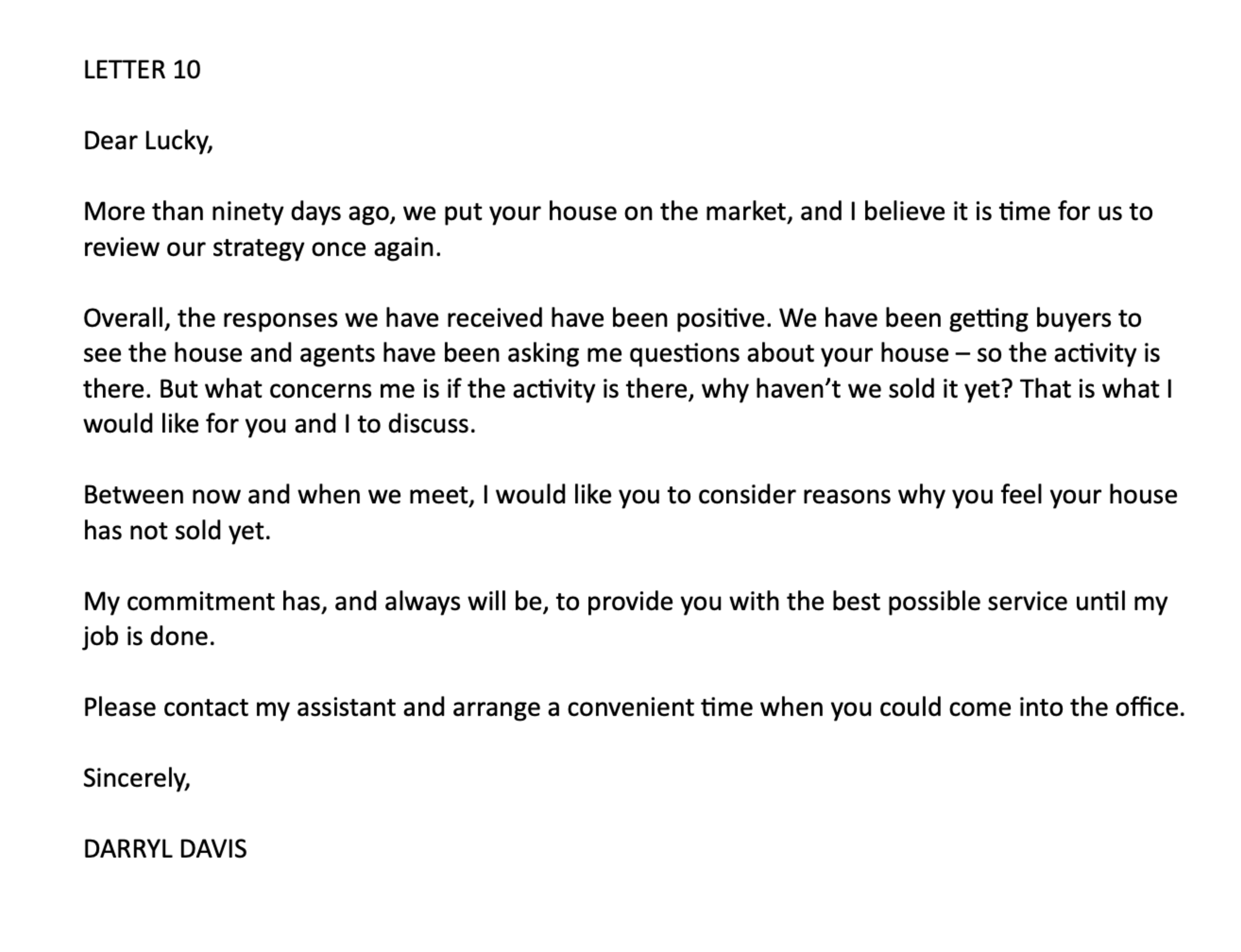 Servicing Sellers Letter – 10