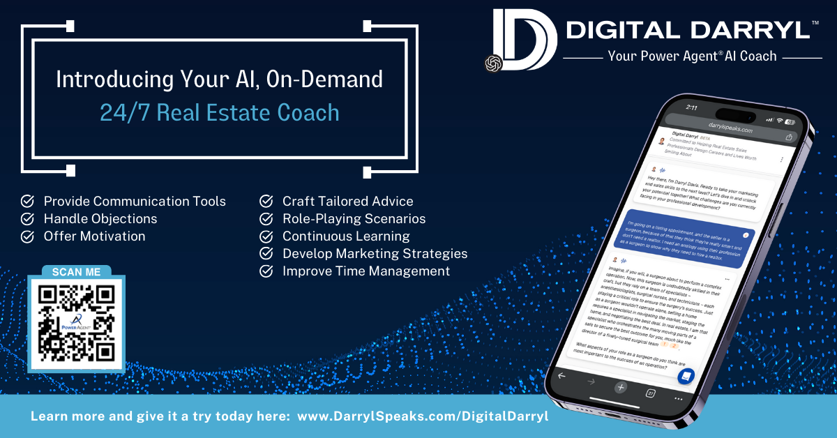 Darryl Davis launches revolutionary, first-of-its-kind AI real estate coach, Digital Darryl™, offering 24/7 coaching and training for agents.